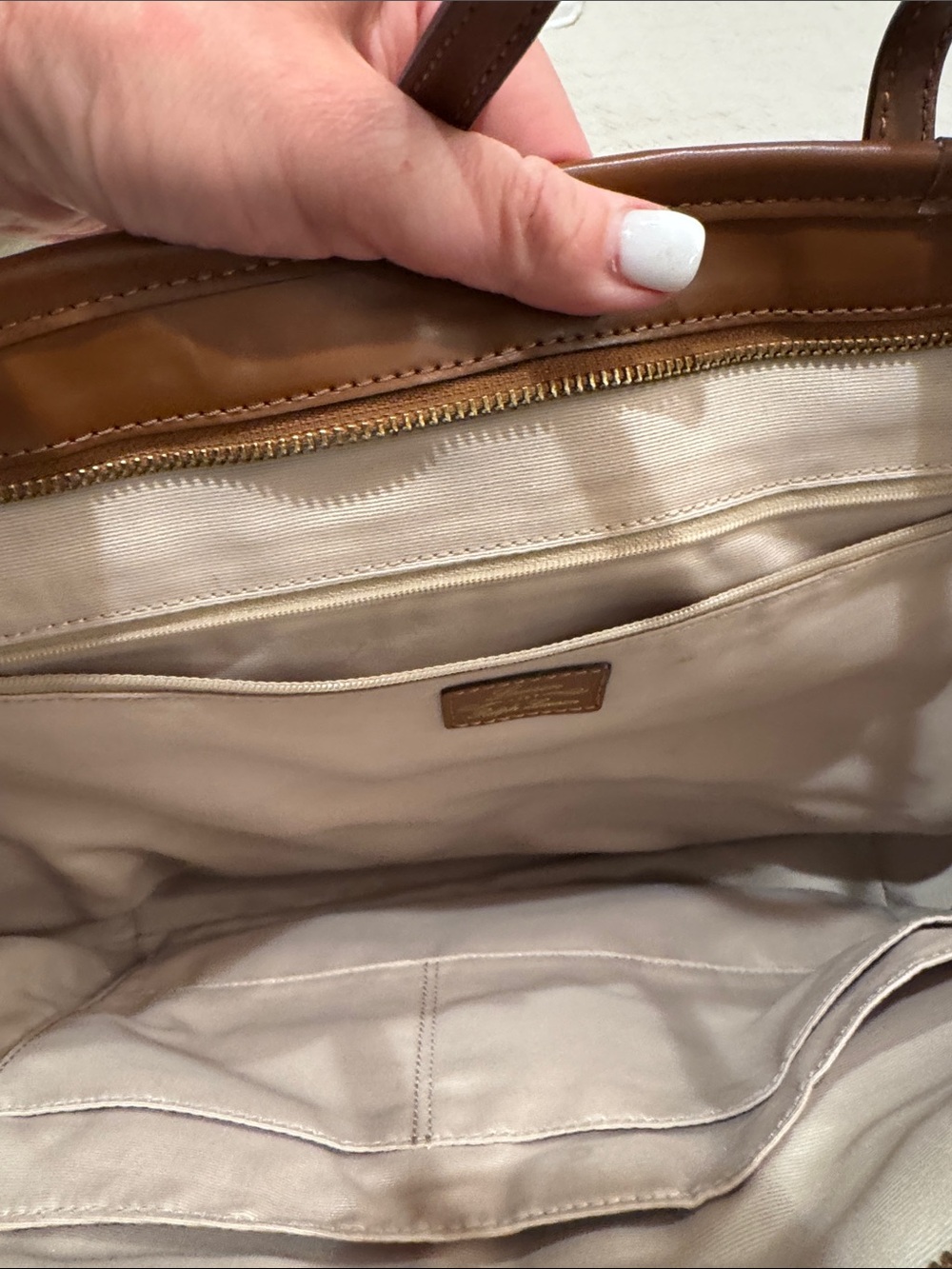 Lauren Ralph Lauren Tan Woven Straw Tote with Brown Leather Trim - Picture 9 of 17